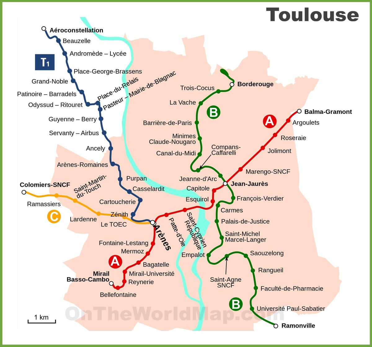 Toulouse далд газрын зураг